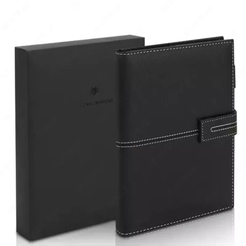 Записная книжка (клетка) "Deli" А5, 210 х 143 мм, 120 л., иск. кожа, застежка, закладка ляссе (Арт. - 139G-N-bk) Черная