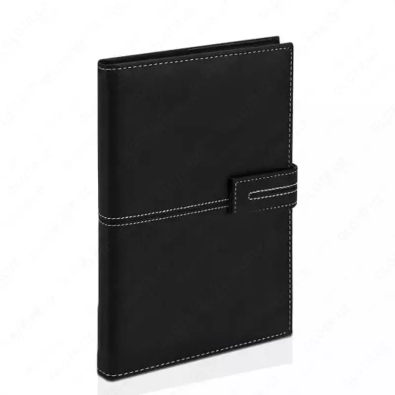 Записная книжка (клетка) "Deli" А5, 210 х 143 мм, 120 л., иск. кожа, застежка (Арт. - 142G-N-bk) Черная