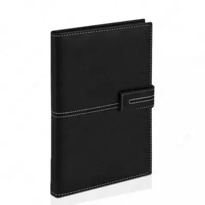 Записная книжка (клетка) "Deli" А5, 210 х 143 мм, 120 л., иск. кожа, застежка (Арт. - 142G-N-bk) Черная