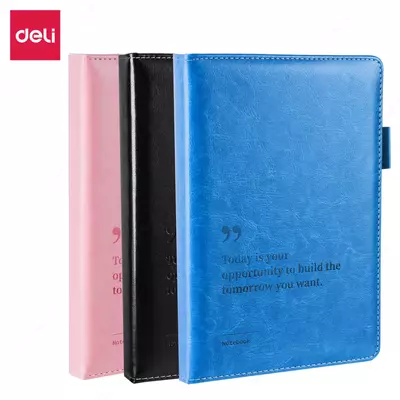 Записная книжка (линия) "Deli" А5, 210 х 143 мм, 144 л., иск. кожа, закладка ляссе (Арт. - 012-EN) Ассортимент