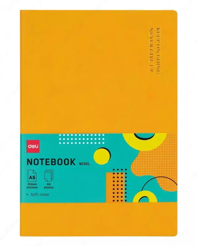 Noutbuk (hujayra) "Deli" A5, 210 x 143 mm, 80 varaq, xatcho'p (Art. - 135G-N-yoki) Apelsin