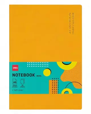 Noutbuk (hujayra) "Deli" A5, 210 x 143 mm, 80 varaq, xatcho'p (Art. - 135G-N-yoki) Apelsin