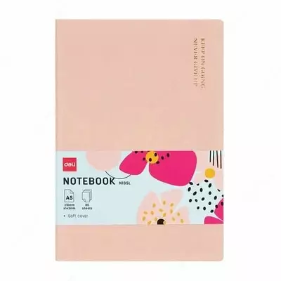 Записная книжка (клетка) "Deli" А5, 210 х 143 мм, 80 л., закладка-ляссе (Арт. - 135G-N-pk) Розовая