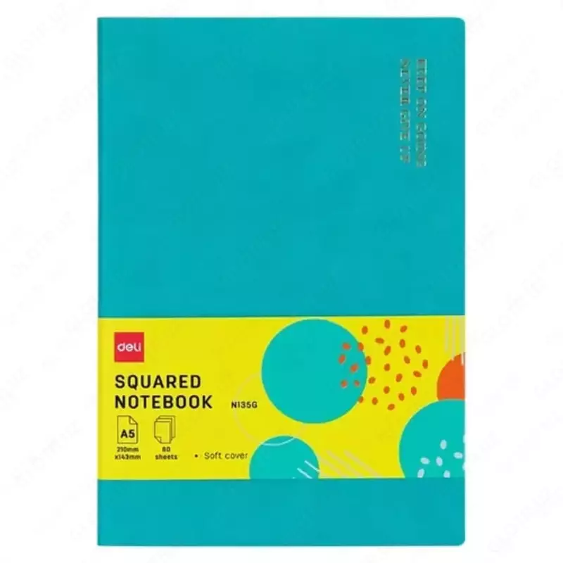 Записная книжка (клетка) "Deli" А5, 210 х 143 мм, 80 л., закладка-ляссе (Арт. - 135G-N-bl) Голубая