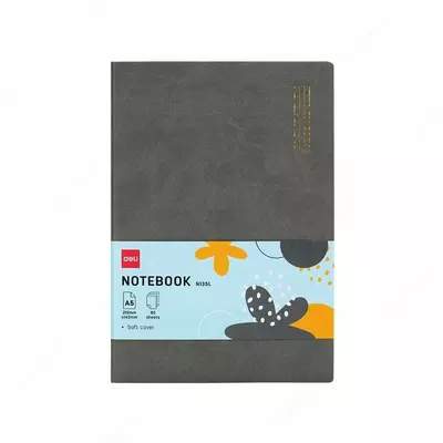 Записная книжка (клетка) "Deli" А5, 210 х 143 мм, 80 л., закладка-ляссе (Арт. - 135G-N-gr) Серая