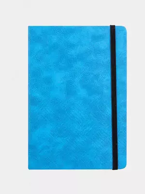 Записная книжка (клетка) "Deli" А5, 210 х 143 мм, 80 л., резинка-застежка, закладка-ляссе (Арт. - 123G-N-bl) Голубая