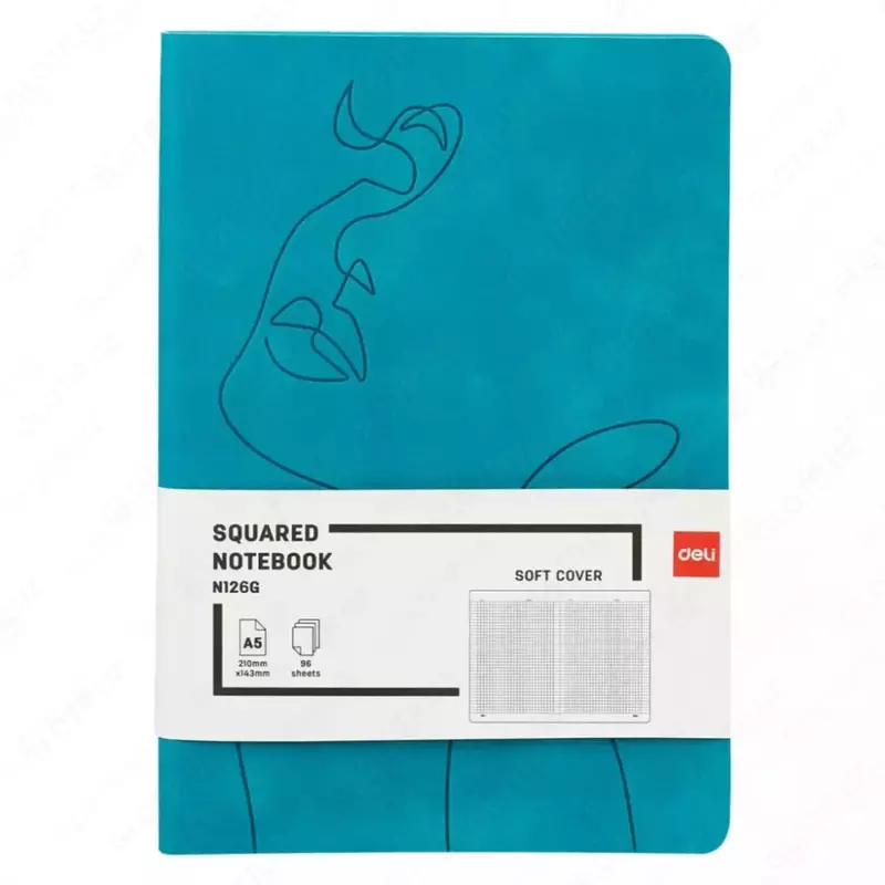 Noutbuk (hujayra) "Deli" A5, 210 x 143 mm, 96 p., xatcho'p (Art. - 126G-N-gn) Yashil