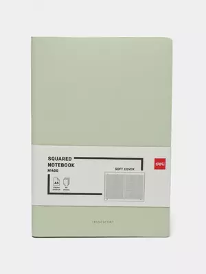 Записная книжка (клетка) "Deli" А5, 210 х 143 мм, 96 л., закладка-ляссе (Арт. - 140G-N-yl) Светло/Зеленая