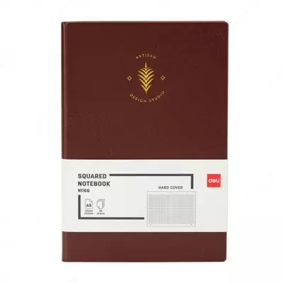 Записная книжка (клетка) "Deli" А5, 210 х 143 мм, 96 л., закладка-ляссе (Арт. - 116G-N-rd) Темно/Красная