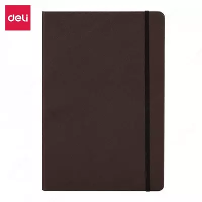 Записная книжка (клетка) "Deli" А5, 210 х 143 мм, 96 л., резинка-застежка (Арт. - 112G-N-br) Коричневая