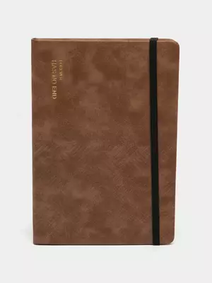 Noutbuk (hujayra) "Deli" A5, 210 x 143 mm, 96 p., elastik tasmali mahkamlagich, xatcho'p (Art. - 124G-N-br) Jigarrang