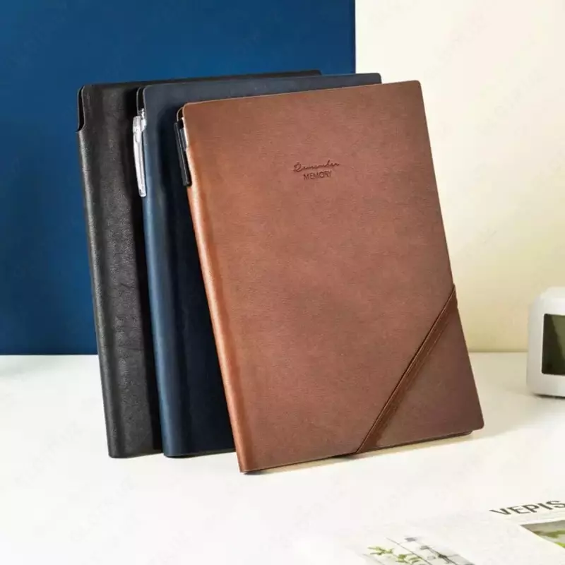 Записная книжка (клетка) "Deli" А5, 210 х 143 мм, 96 л., резинка-застежка, закладка-ляссе (Арт. - 130G-N-br) Коричневая