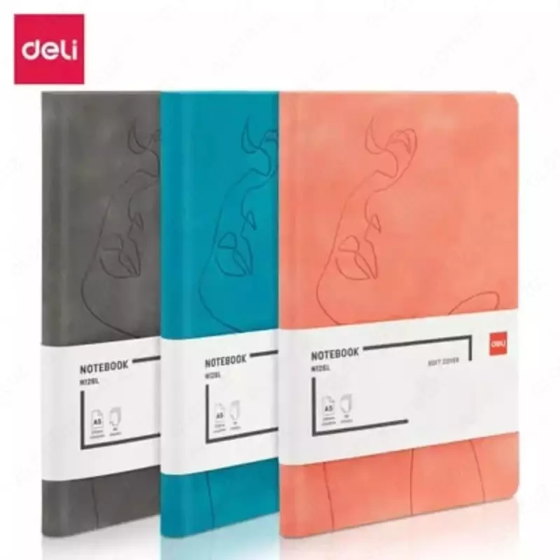 Записная книжка (клетка) "Deli" А5, 210 х 143 мм, 96 л., закладка-ляссе (Арт. - 126G-N-pk) Розовая