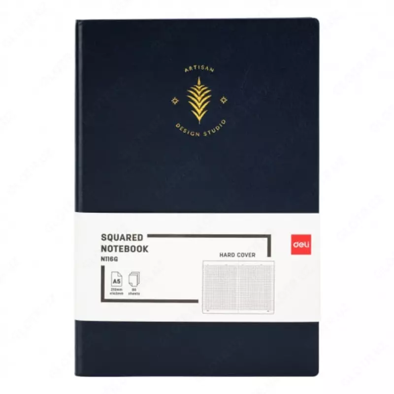 Записная книжка (клетка) "Deli" А5, 210 х 143 мм, 96 л., закладка-ляссе (Арт. - 116G-N-bl) Темно/Синяя