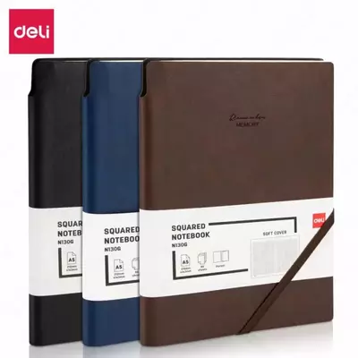 Записная книжка (клетка)  Записная книжка (клетка) "Deli" А5, 210 х 143 мм, 96 л., резинка-застежка, закладка-ляссе (Арт. - 130G-N-bl) Синяя