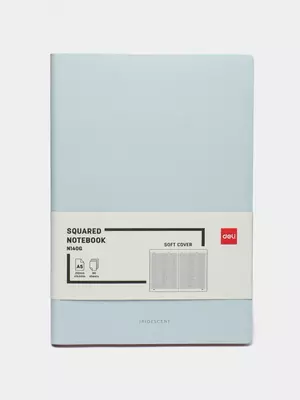 Записная книжка (клетка) "Deli" А5, 210 х 143 мм, 96 л., закладка-ляссе (Арт. - 140G-N-bl) Светло/Синяя