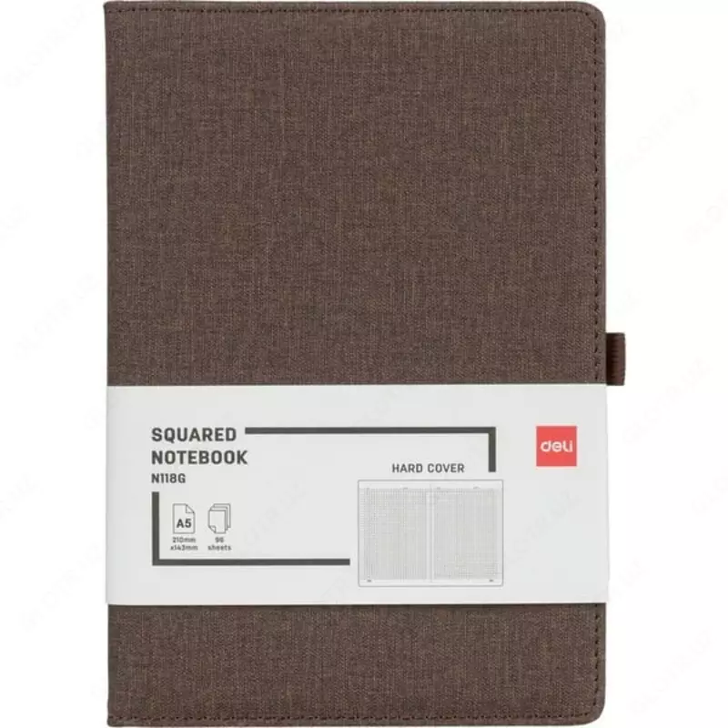 Записная книжка (клетка) "Deli" А5, 210 х 143 мм, 96 л. Темно коричневая