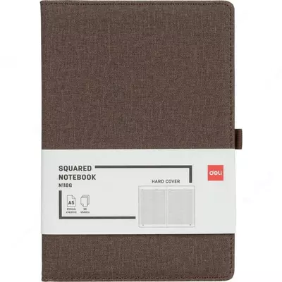 Записная книжка (клетка) "Deli" А5, 210 х 143 мм, 96 л. Темно коричневая