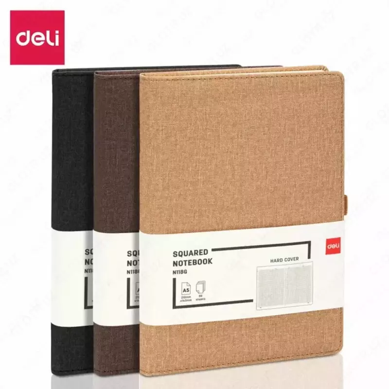 Записная книжка (клетка) "Deli" А5, 210 х 143 мм, 96 л. Темно коричневая