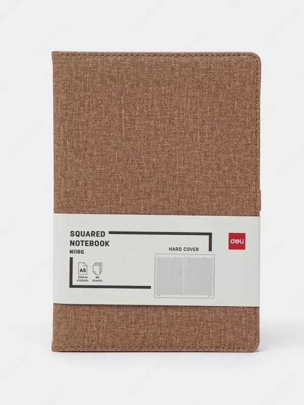 Записная книжка (клетка) "Deli" А5, 210 х 143 мм, 96 л. (Арт. - 118G-N-hk) Хаки
