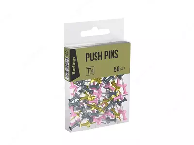 Kantselyariya pinlari "Berlingo" 10 mm, 50 dona, plastmassa. quti (Art. - PN5030f) Assortiment