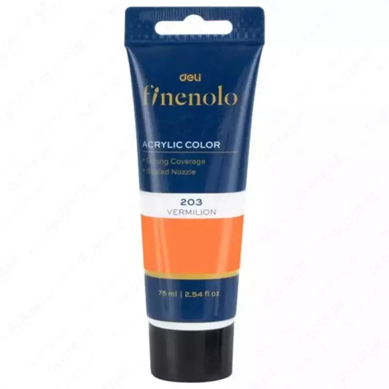 Художественная акриловая краска № 203 "Deli" Finenolo, 75 мл, туба (Арт. - 75-VR-EC) Алая/красная