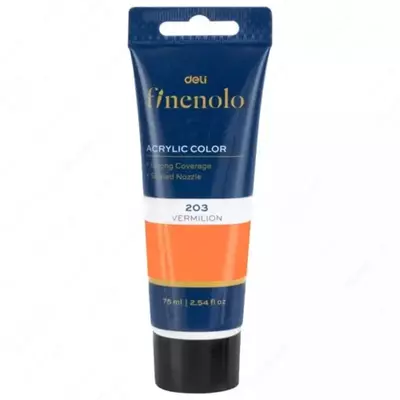 Художественная акриловая краска № 203 "Deli" Finenolo, 75 мл, туба (Арт. - 75-VR-EC) Алая/красная