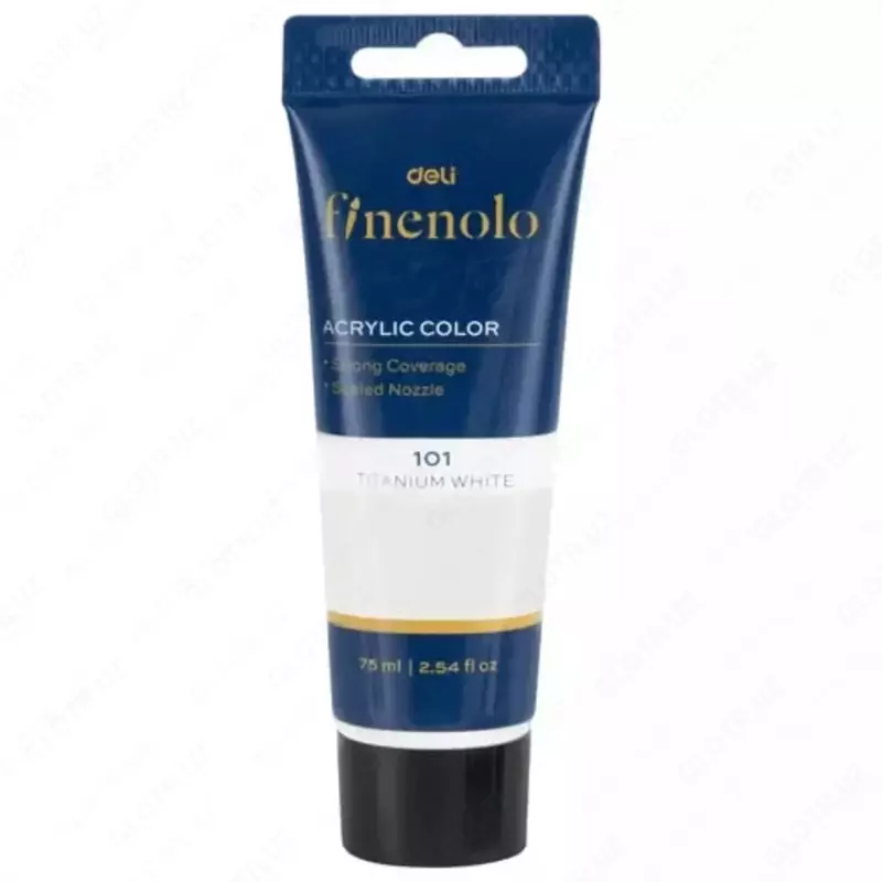Художественная акриловая краска № 101 "Deli" Finenolo, 75 мл, туба (Арт. - 75-WH-EC) Белая