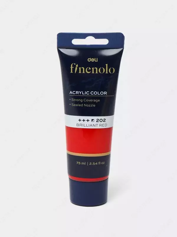 Художественная акриловая краска № 202 "Deli" Finenolo, 75 мл, туба (Арт. - 75-BE-EC) Бриллиантово/красная