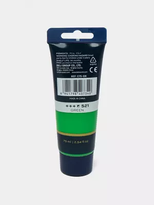 Badiiy akril bo'yoq № 521 "Deli" Finenolo, 75 ml, kolba (Art. - 75-GN-EC) Yashil