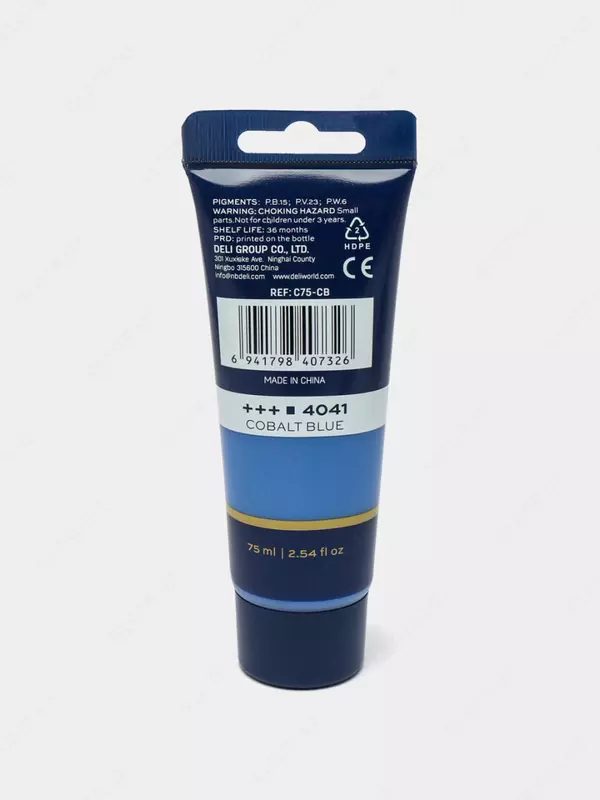 Badiiy akril bo'yoq № 4041 "Deli" Finenolo, 75 ml, kolba (Art. - 75-CB-EC) Kobalt/ko'k