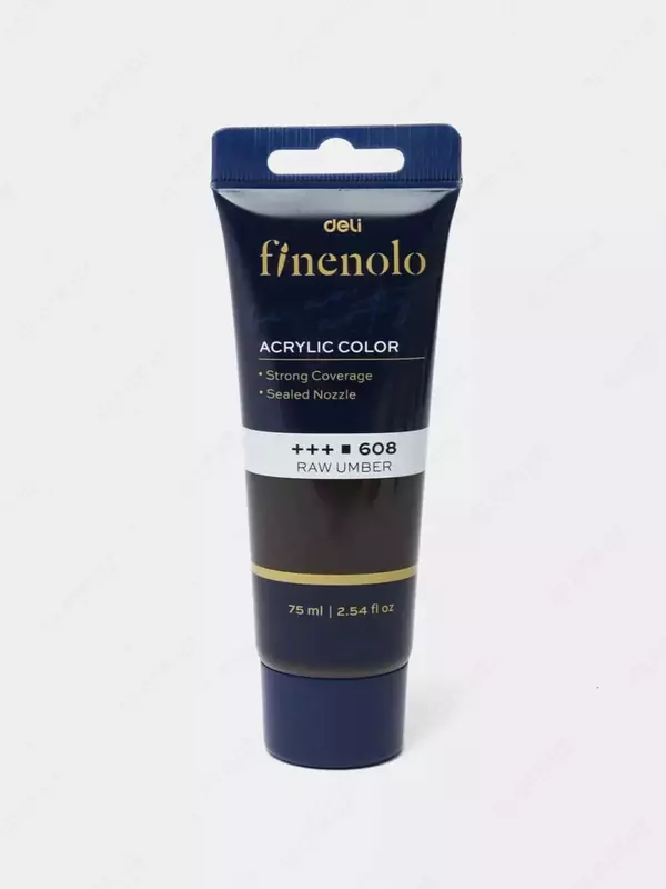 Художественная акриловая краска № 608 "Deli" Finenolo, 75 мл, туба (Арт. - 75-RU-EC) Коричневая