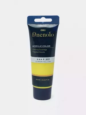 Художественная акриловая краска № 301 "Deli" Finenolo, 75 мл, туба (Арт. - 75-MY-EC) Лимонно/желтая