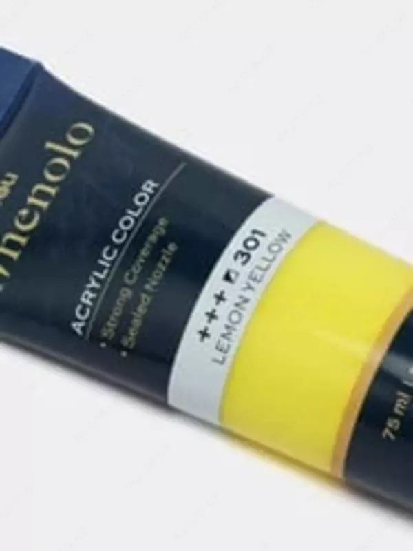 Художественная акриловая краска № 301 "Deli" Finenolo, 75 мл, туба (Арт. - 75-MY-EC) Лимонно/желтая