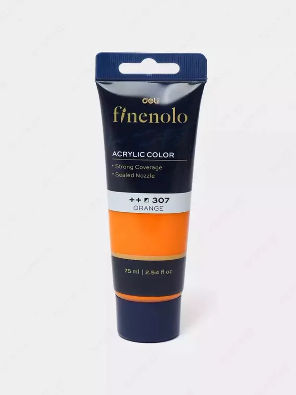 Художественная акриловая краска № 307 "Deli" Finenolo, 75 мл, туба (Арт. - 75-OR-EC) Оранжевая
