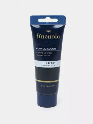 Художественная акриловая краска № 701 "Deli" Finenolo, 75 мл, туба (Арт. - 75-BK-EC) Черная