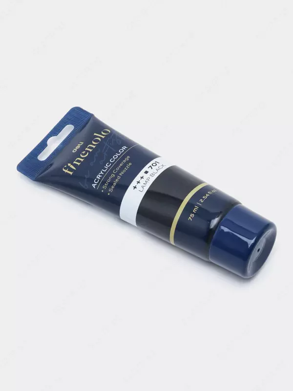 Художественная акриловая краска № 701 "Deli" Finenolo, 75 мл, туба (Арт. - 75-BK-EC) Черная