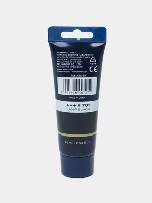 Художественная акриловая краска № 701 "Deli" Finenolo, 75 мл, туба (Арт. - 75-BK-EC) Черная