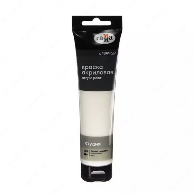 Badiiy akril bo'yoq No 009 "Gamma" studiyasi, 110 ml., plastmassa. kolba (Art. - 2802110009) Titan oq