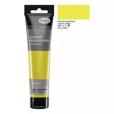 Badiiy akril bo'yoq No 098 "Gamma" studiyasi, 110 ml., plastmassa. kolba (Art. - 2802110098) Sariq limon