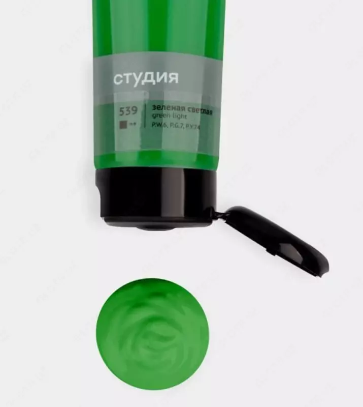 Художественная акриловая краска № 539 "Гамма" Студия, 110 мл., пласт. туба (Арт. - 2802110539) Зеленая светлая