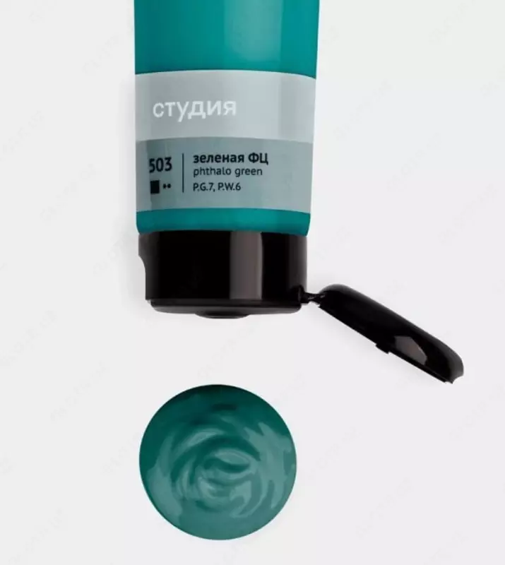 Художественная акриловая краска № 503 "Гамма" Студия, 110 мл., пласт. туба (Арт. - 2802110503) Зеленая фц