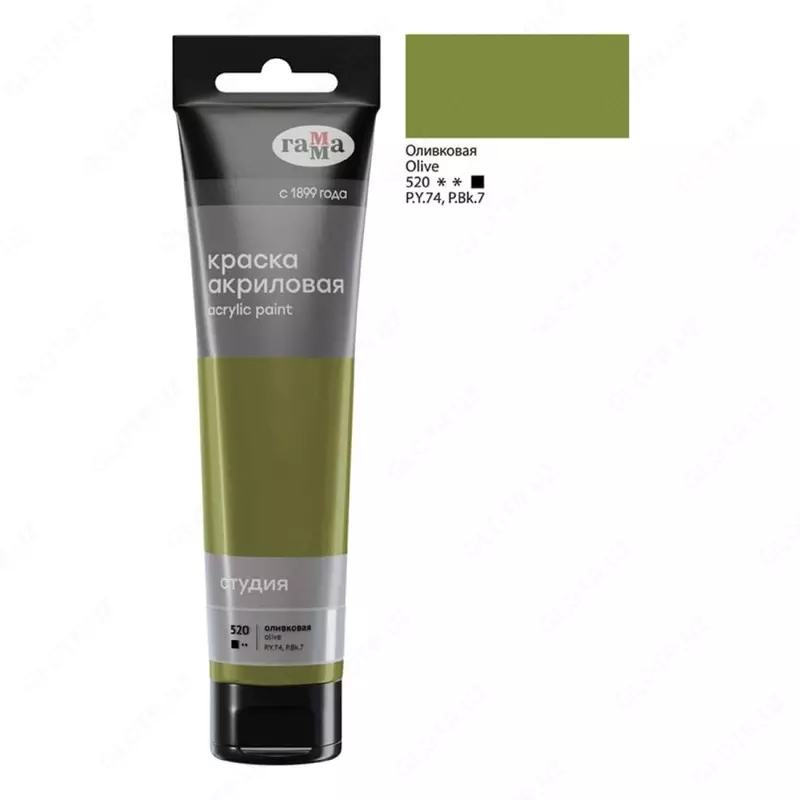 Badiiy akril bo'yoq No 520 "Gamma" studiyasi, 110 ml., plastmassa. kolba (Art. - 2802110520) Zaytun