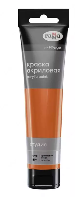 Badiiy akril bo'yoq No 139 "Gamma" studiyasi, 110 ml., plastmassa. kolba (Art. - 2802110139) Apelsin