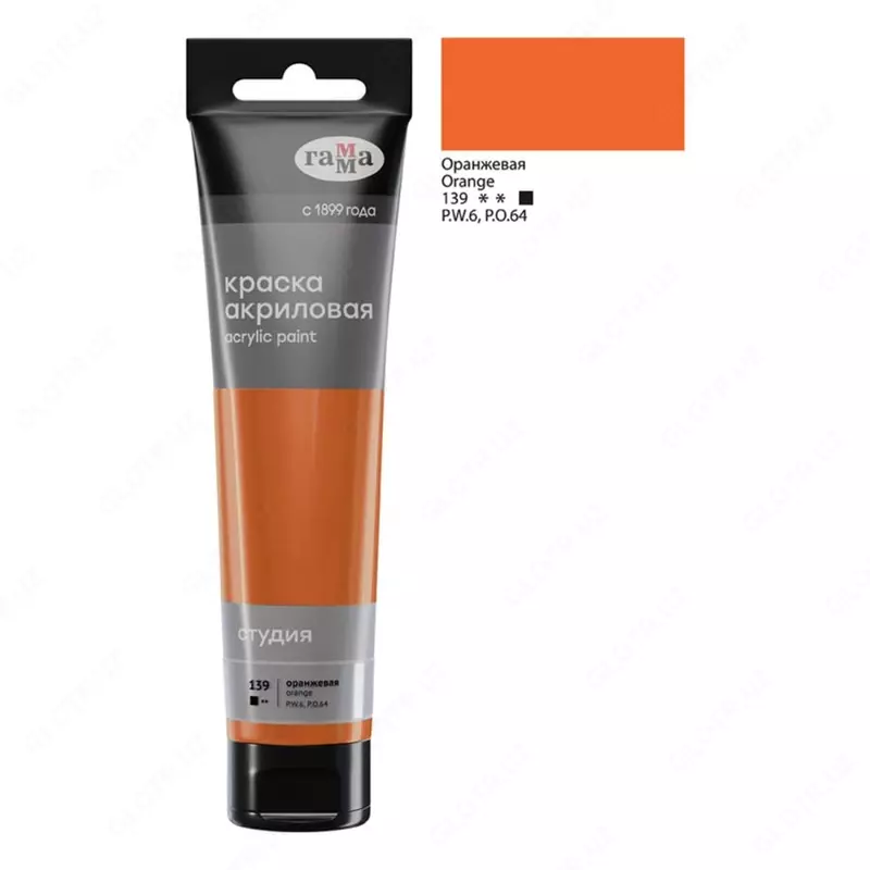 Badiiy akril bo'yoq No 139 "Gamma" studiyasi, 110 ml., plastmassa. kolba (Art. - 2802110139) Apelsin
