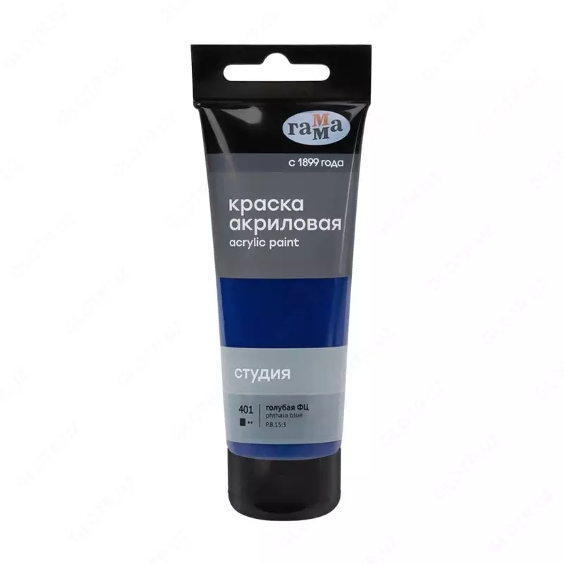 Художественная акриловая краска № 401 "Гамма" Студия, 75 мл., пласт. туба (Арт. - 280220401) Голубая фц
