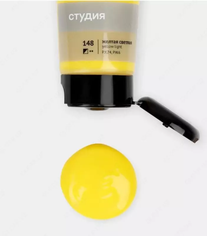 Художественная акриловая краска № 148 "Гамма" Студия, 75 мл., пласт. туба (Арт. - 280220148) Желтая светлая
