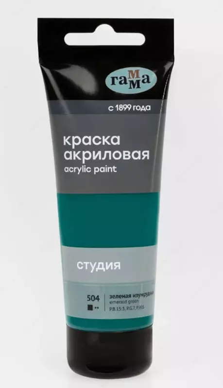 Badiiy akril bo'yoq No 504 "Gamma" studiyasi, 75 ml., plastmassa. kolba (Art. - 280220504) Zumrad yashil