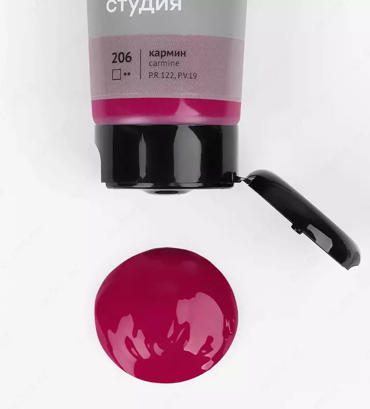 Художественная акриловая краска № 206 "Гамма" Студия, 75 мл., пласт. туба (Арт. - 280220206) Кармин