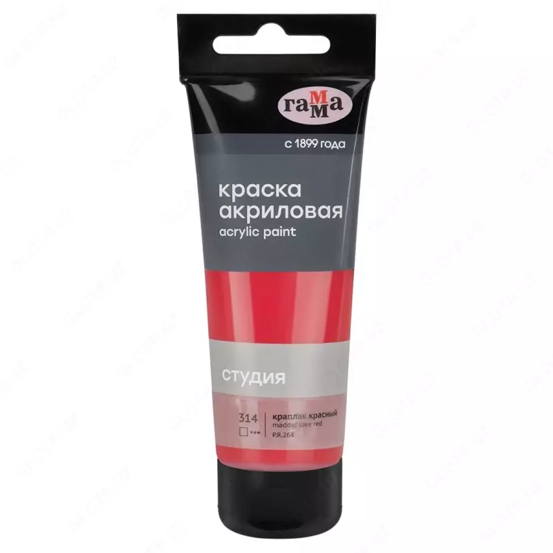 Художественная акриловая краска № 314 "Гамма" Студия, 75 мл., пласт. туба (Арт. - 280220314) Краплак красный